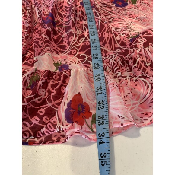 Vintage Vanity Fair Mod Slip Dress 38 L Retro Pink Floral Nylon Whimsical Ruffle - Picture 3 of 13